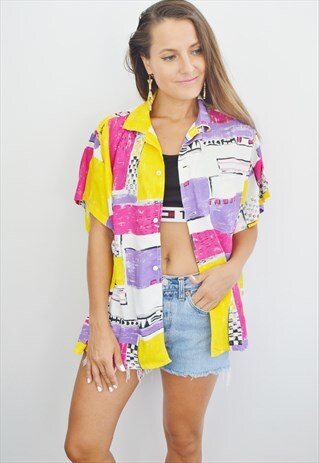 90S OVERSIZED PATTERNED VINTAGE SHIRT / TOP