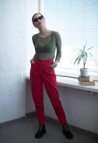 VINTAGE 90'S RED HIGH WAISTED SLIM JEANS