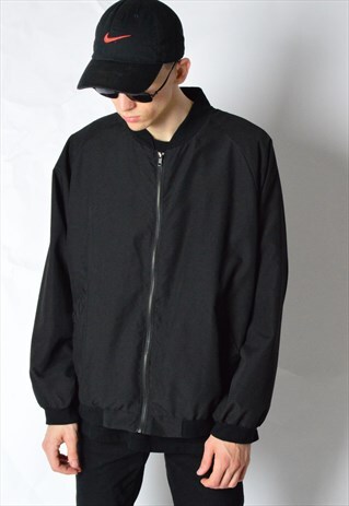 VINTAGE 90S BLACK MINIMALIST BOMBER JACKET
