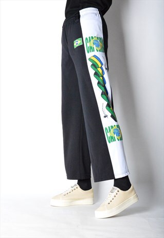 VINTAGE 80S BLACK BRAZIL SPORTS PANTS