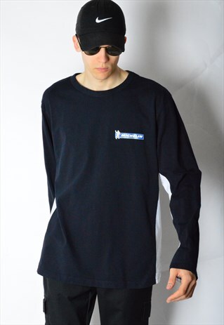 VINTAGE 90S NAVY BLUE RACING LONG SLEEVE TOP