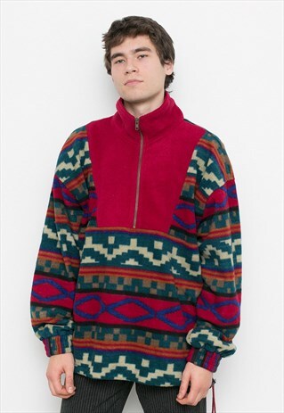 AZTEC PRINT FLEECE JACKET