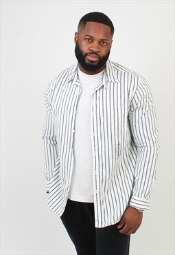 Men's Vintage Polo Ralph Lauren White Striped Shirt