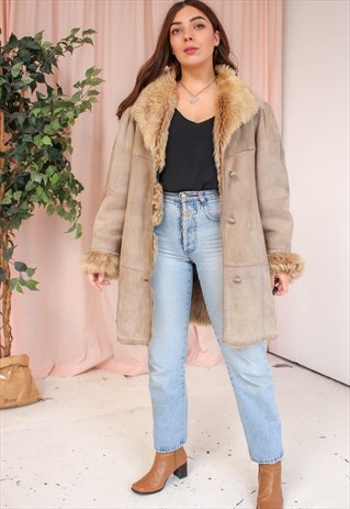 VINTAGE 80S SHEARLING COAT IN BLONDE