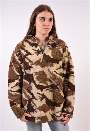 VINTAGE FLEECE JUMPER CAMO BROWN