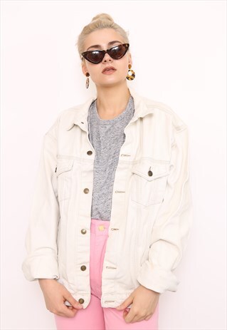 VINTAGE 90S CREAM DENIM OVERSIZED JACKET