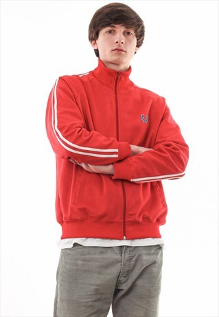 VINTAGE FRED PERRY TRACKSUIT TRACK TOP 90S RED