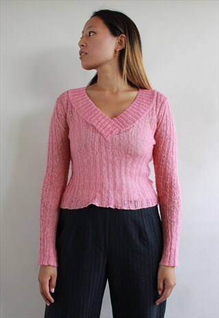 BABY PINK KNIT WOOL CROP JUMPER