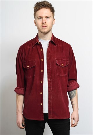 VINTAGE CORDUROY CORD SHIRT RED