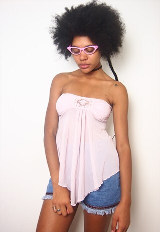PINK Y2K BOOB MESH TOP