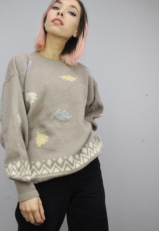 VINTAGE OVERSIZED PATTERNED WOOL JUMPER