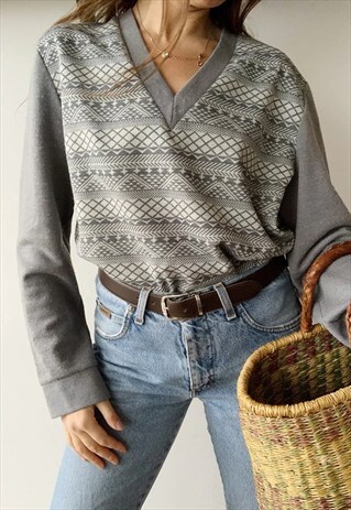 VINTAGE 60S CHRISTMAS FAIR ISLE OVERSIZED KNIT JUMPER