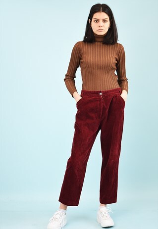 90'S RETRO CORDUROY REGULAR WAIST SHORT CUT TROUSERS