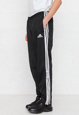 VINTAGE RETRO BLACK ADIDAS TRACK BOTTOMS JOGGERS