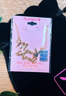 2007 Miss April Playboy Necklace Gold Plated 17" Chain