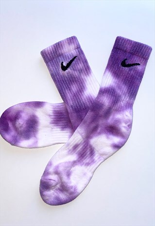 NIKE UNISEX FULL CREW TIE DYE SOCKS PURPLE RAIN