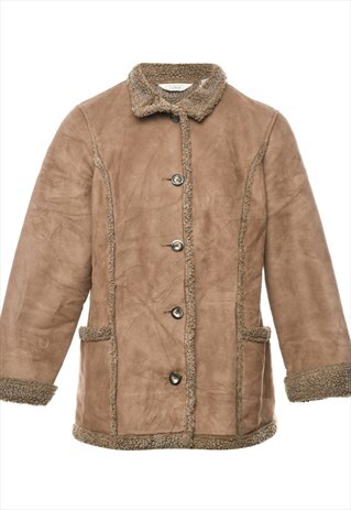 BEYOND RETRO VINTAGE L.L. BEAN LIGHT BROWN SHEARLING LINED C