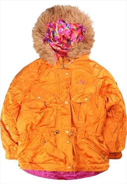 Vintage 90's Ellesse Puffer Jacket Retro Ski Fur Hood