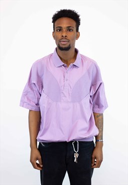 Y2K Cotton Colour Block Shirt in Purple, Size L
