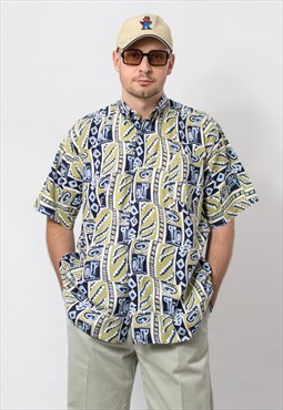 Vintage 90's printed shirt in geometric pattern short sleeve