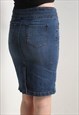 VINTAGE Y2K DENIM KNEE LENGTH SKIRT BLUE W30'