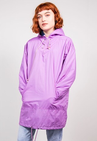 VINTAGE 90'S PINK PULLOVER QUARTER ZIP HOODED COAT