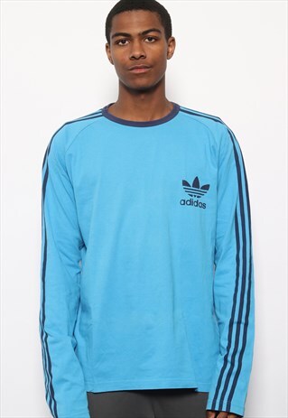 VINTAGE ADIDAS LOGO LONG SLEEVE T-SHIRT BLUE