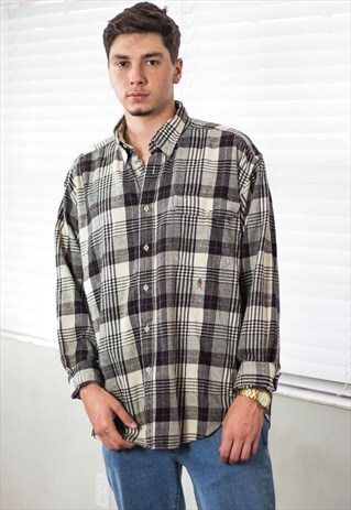 VINTAGE TOMMY HILFIGER SHIRT FLANNEL LOGO 90S XL 13.5