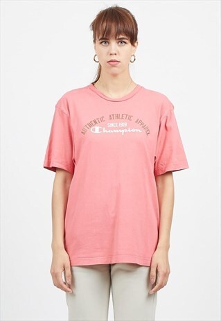 90S VINTAGE PINK CHAMPION CREW NECK T-SHIRT