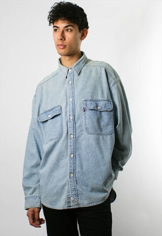 VINTAGE LEVI'S LIGHT DENIM SHIRT, WORKWEAR, XL
