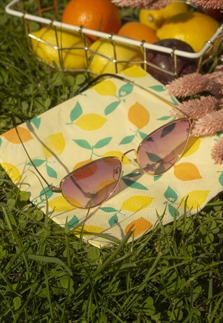 LILAC WIDE WIRE CAT EYE SUNGLASSES