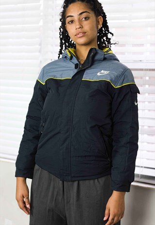 VINTAGE NIKE REVERSIBLE HOODIE JACKET LOGO 90S L 31.1