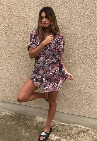PATTERNED OVERSIZED RETRO VINTAGE UNISEX FESTIVAL SHIRT