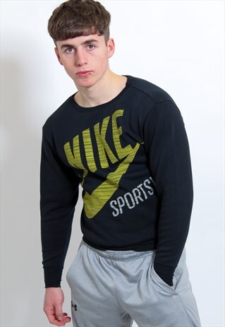 VINTAGE NIKE BIG LOGO SWEATSHIRT IN BLACK SMALL