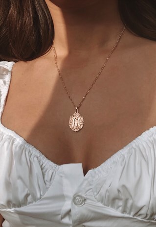 SILKS AND STARS GOLD-PLATED SAINT BOHEMIAN NECKLACE