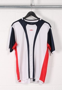 Vintage Umbro Football Shirt in White Sports T-Shirt Large