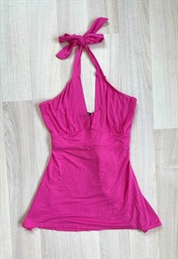 Y2K Pink Halter Neck Top