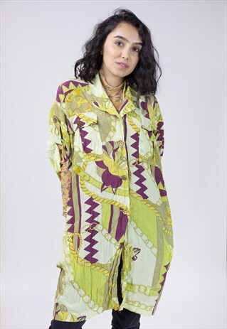 VINTAGE 90'S ABSTRACT PATTERNED LONG DRESS STYLE BLOUSE