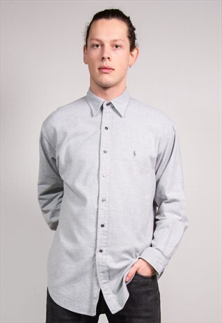 VINTAGE 90'S GREY FLANNEL RALPH LAUREN SHIRT