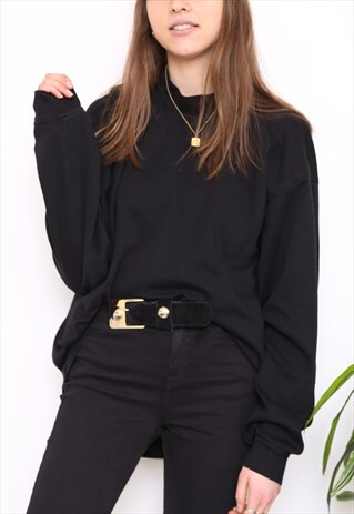 VINTAGE 90S BLACK BROWN POLO HIGH TURTLE NECK TOP