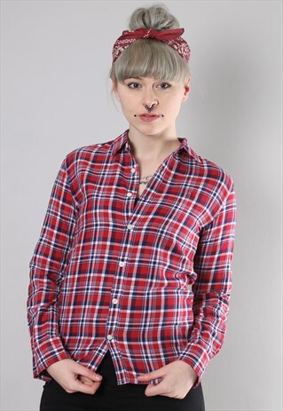 VINTAGE 90S TOMMY HILFIGER RED CHECK SHIRT