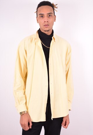 POLO RALPH LAUREN MENS VINTAGE DENIM SHIRT XXL YELLOW 90'S