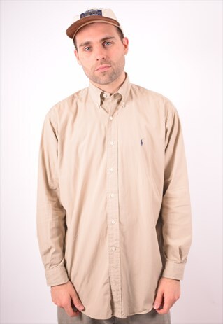 RALPH LAUREN MENS VINTAGE SHIRT MEDIUM GREY 90S