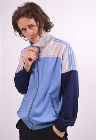 VINTAGE ADIDAS TRACKSUIT TOP JACKET BLUE