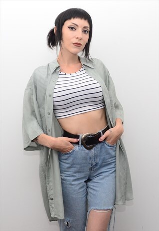 VINTAGE 90'S GENUINE SILK PALE OVERSIZED SHIRT