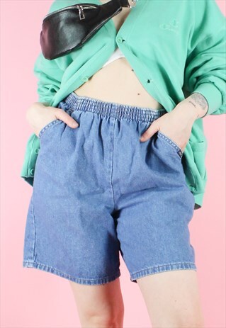 VINTAGE 90S DENIM SHORTS Y2K WIDE LEG FESTIVAL