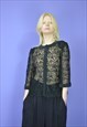 Vintage black classic lace long sleeve blouse