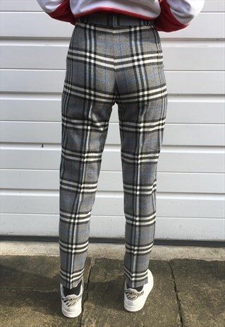 WOMENS BURBERRY TROUSERS HIGH WAISTED NOVA CHECK PANTS