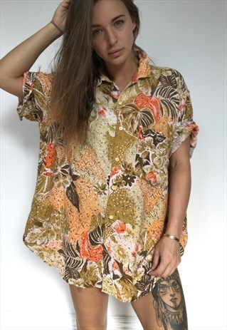 PATTERNED OVERSIZED RETRO VINTAGE UNISEX FESTIVAL SHIRT