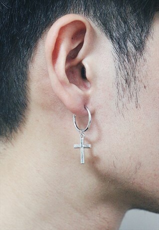HOOP CROSS DROP EARRINGS
